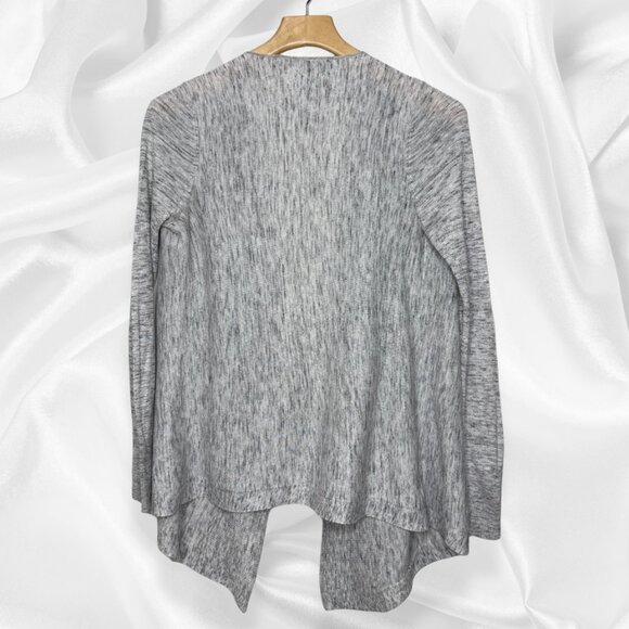 LOFT Heather Gray Open-front Lightweight Waterfall Cardigan Sweater | Size SM - Picture 2 of 5